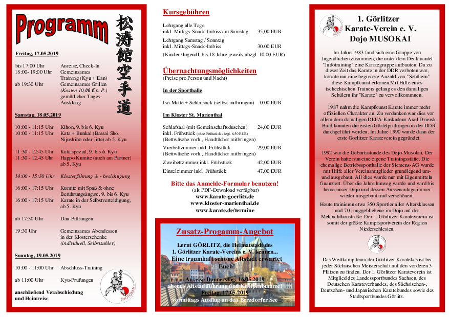 2019.05.17 Flyer Karate Frühjahrs Event 17. 19.05.2019