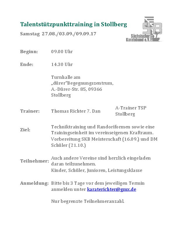 2017 Talentstützpunkttraining in Stollberg