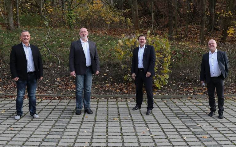Das neue Präsidium, bestehend aus (v.l.n.r.) Jan Geppert (Vizepräsident), Thomas Hagemann (Präsident), Wolfgang Weigert (Ehrenpräsident) und Ingolf Bartsch (Schatzmeister) 2020.11.21 MV 7