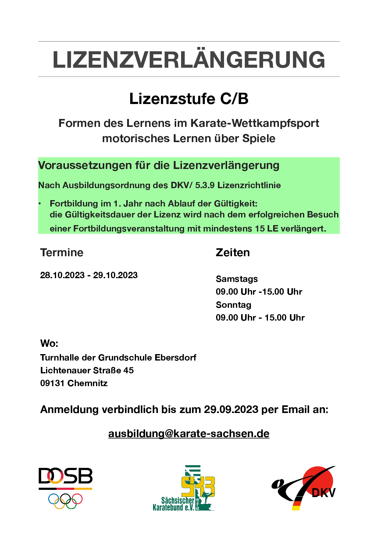 Ausschreibung Lizenzverlängerung C B Lizenz pdf